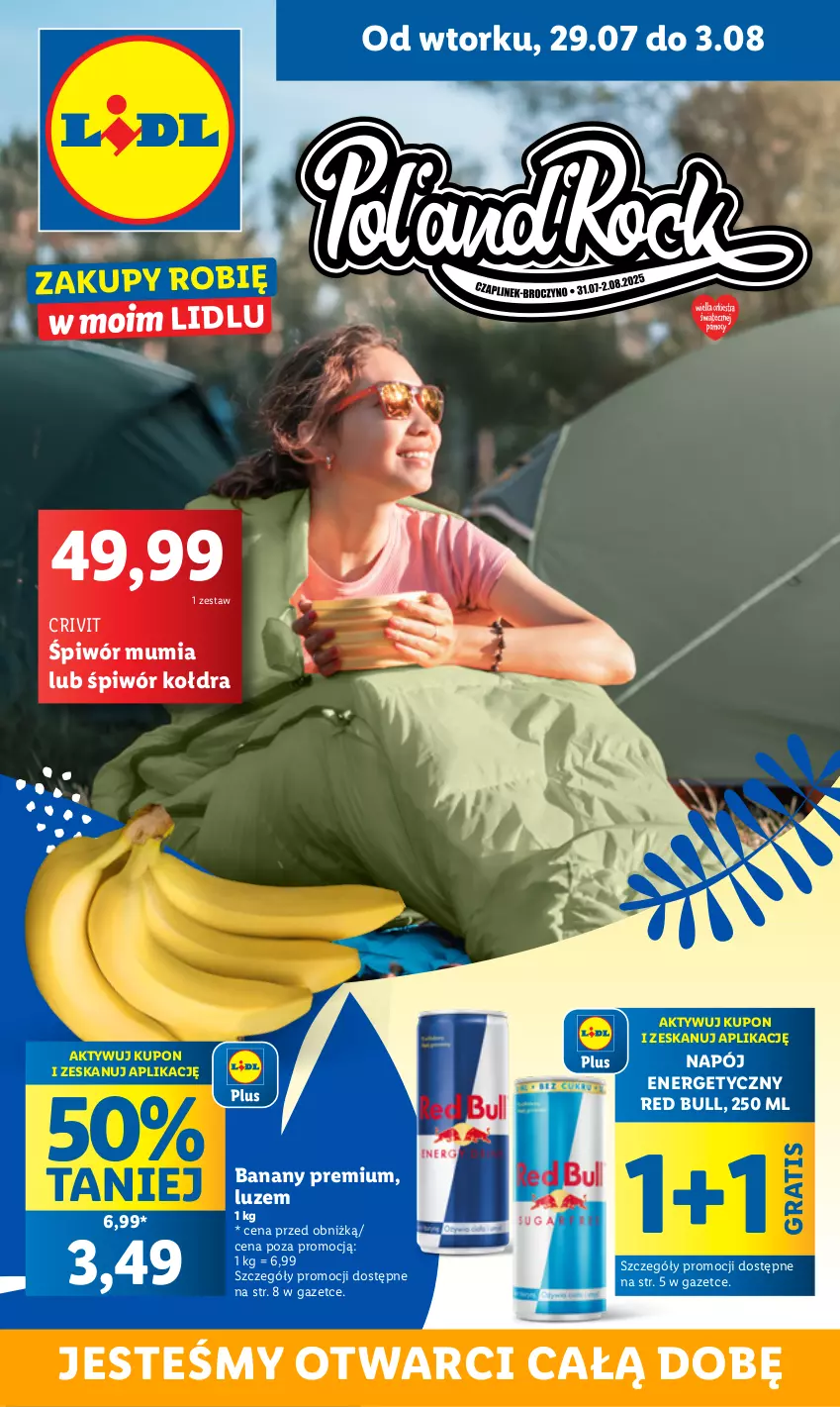 Gazetka promocyjna Lidl - GAZETKA - ważna 29.07 do 04.08.2025 - strona 1 - produkty: Banany, Gra, Kołdra, Napój, Napój energetyczny, Red Bull