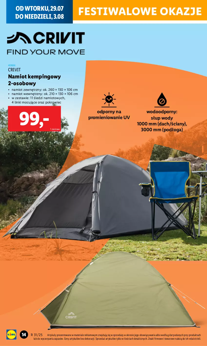 Gazetka promocyjna Lidl - GAZETKA - ważna 29.07 do 04.08.2025 - strona 14 - produkty: Namiot, Pokrowiec, Por