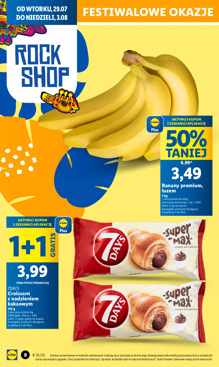 Gazetka promocyjna Lidl - GAZETKA - ważna 29.07 do 04.08.2025 - strona 8 - produkty: Banany, Croissant, Gra, Kakao