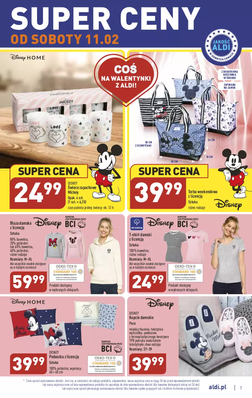 Gazetka promocyjna Aldi - COŚ w tym tygodniu - ważna 08.02 do 11.02.2023 - strona 7 - produkty: Bluza, Disney, Kapcie, Mop, Poduszka, T-shirt, Torba, Wełna