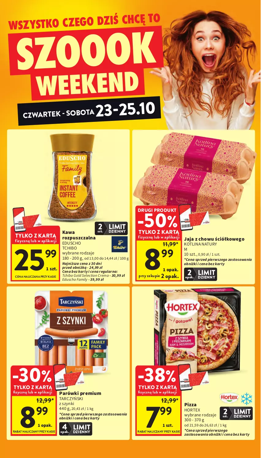 Gazetka promocyjna Intermarche - Gazetka promocyjna - ważna 23.10 do 29.10.2025 - strona 10 - produkty: Fa, Hortex, Jaja, Kawa, Kawa rozpuszczalna, Kotlin, Parówki, Pizza, Tarczyński, Tchibo