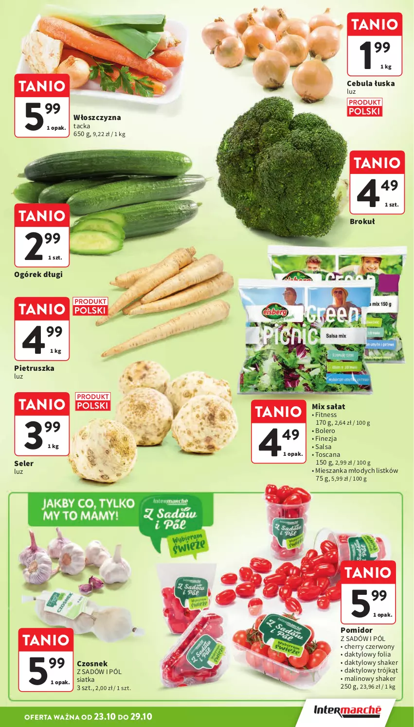 Gazetka promocyjna Intermarche - Gazetka promocyjna - ważna 23.10 do 29.10.2025 - strona 17 - produkty: Cebula, Czosnek, Ogórek, Pietruszka, Sałat, Salsa, Siatka