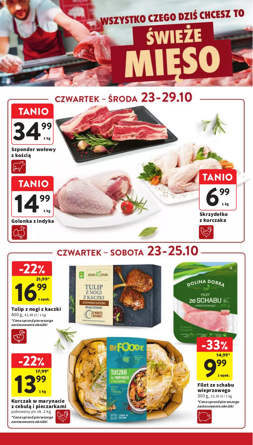 Gazetka promocyjna Intermarche - Gazetka promocyjna - ważna 23.10 do 29.10.2025 - strona 18 - produkty: Golonka z indyka, Kurczak, Piec, Pieczarka, Szponder wołowy