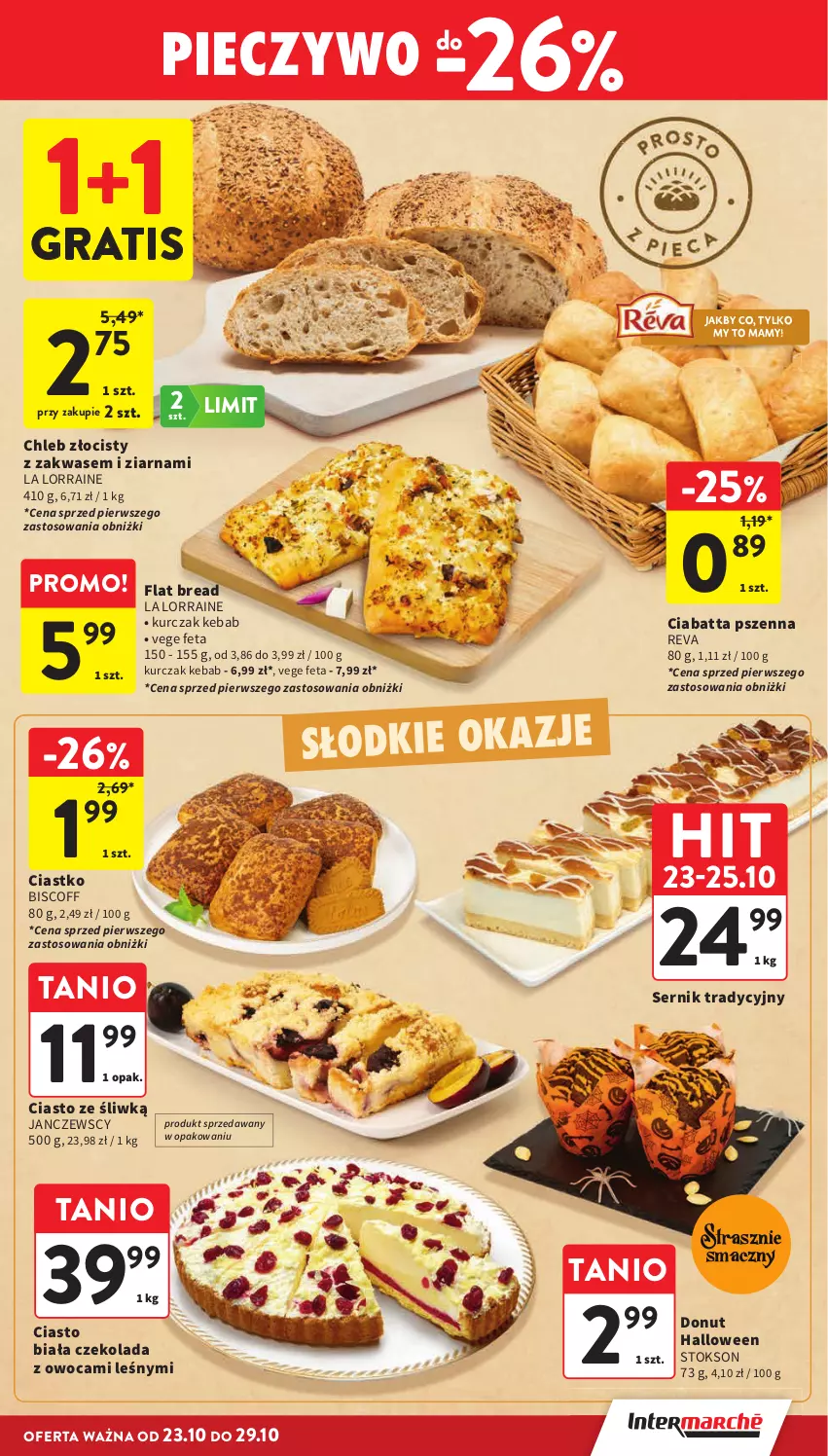 Gazetka promocyjna Intermarche - Gazetka promocyjna - ważna 23.10 do 29.10.2025 - strona 19 - produkty: Chleb, Ciabatta, Czekolada, Donut, Feta, Gra, Kebab, Kurczak, Piec, Pieczywo, Ser
