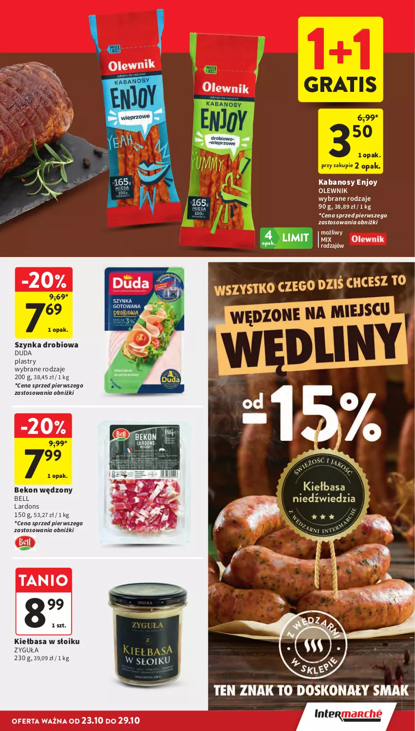 Gazetka promocyjna Intermarche - Gazetka promocyjna - ważna 23.10 do 29.10.2025 - strona 21 - produkty: Beko, Bell, Duda, Gra, Kabanos, Kiełbasa, Olewnik, Szynka
