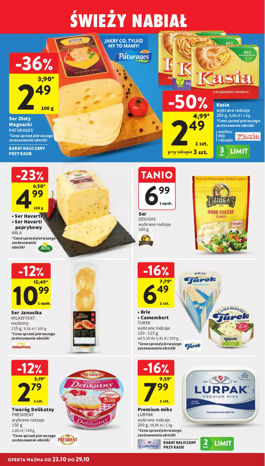 Gazetka promocyjna Intermarche - Gazetka promocyjna - ważna 23.10 do 29.10.2025 - strona 24 - produkty: Brie, Camembert, Havarti, Kasia, Lurpak, Ser, Twaróg, Twaróg delikatny