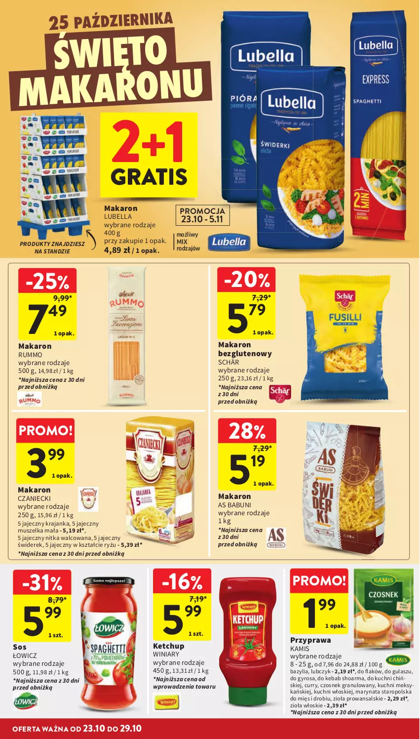 Gazetka promocyjna Intermarche - Gazetka promocyjna - ważna 23.10 do 29.10.2025 - strona 28 - produkty: Babuni, Bazyl, Bazylia, Bell, Bella, Czosnek, Czosnek granulowany, Gra, Gyros, Kamis, Kebab, Ketchup, Lubella, Makaron, Mus, Rum, Ryż, Shoarma, Sos, Winiary