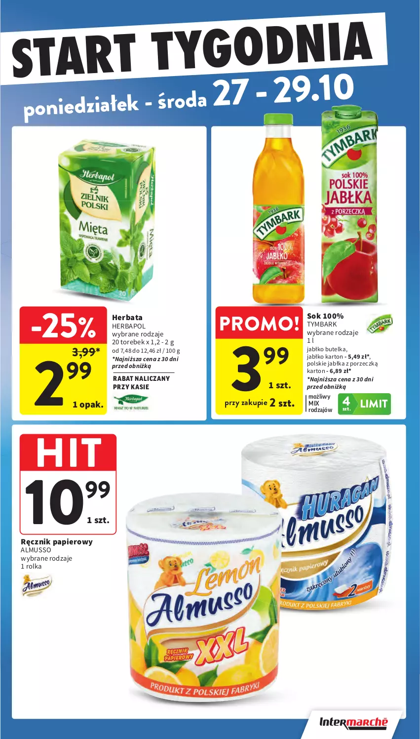 Gazetka promocyjna Intermarche - Gazetka promocyjna - ważna 23.10 do 29.10.2025 - strona 39 - produkty: Herbapol, Herbata, Jabłka, Mus, Papier, Por, Ręcznik, Sok, Tymbark