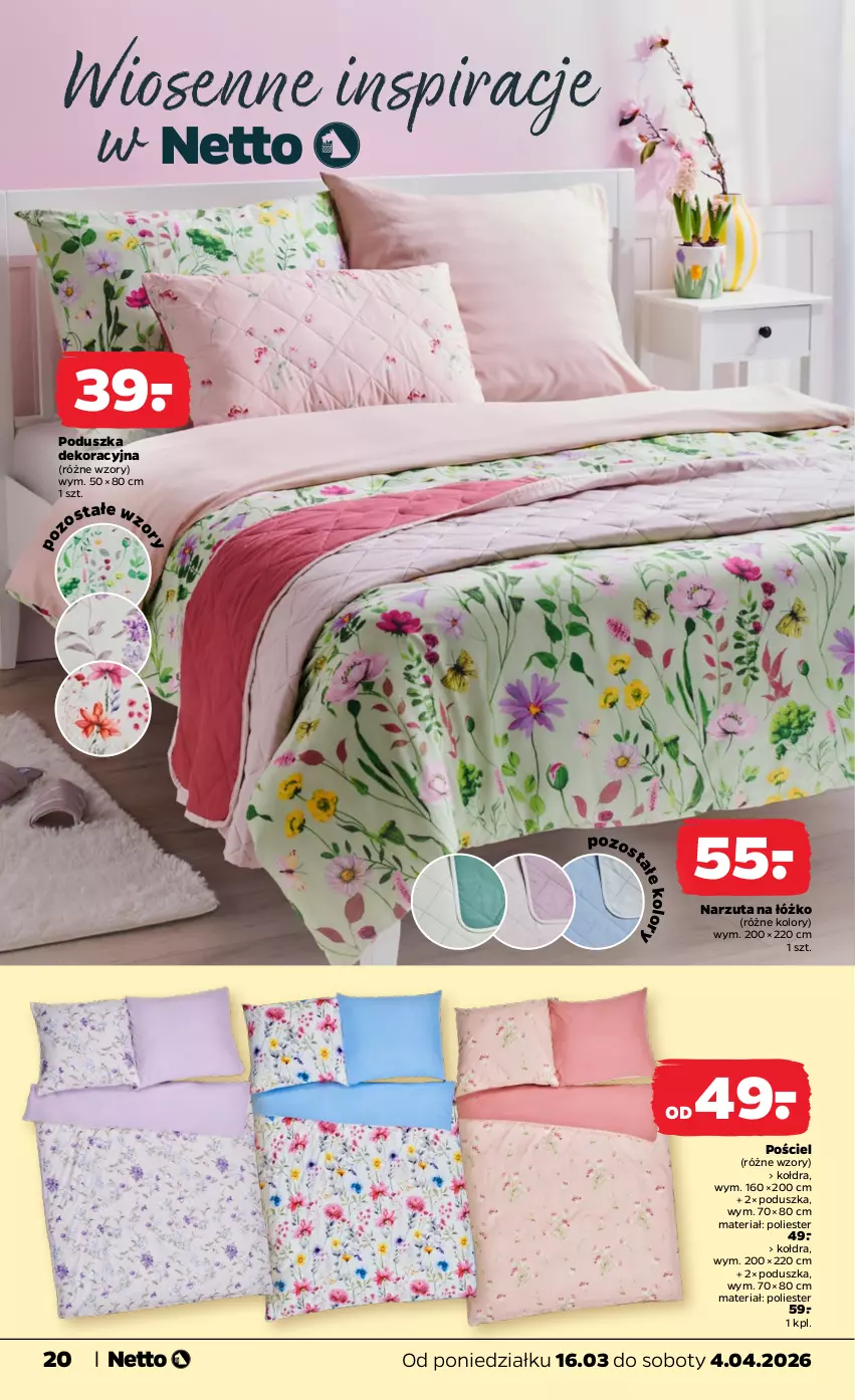 Gazetka promocyjna Netto - KATALOG_WIELKANOC_2026 - ważna 16.03 do 04.04.2026 - strona 20 - produkty: Kołdra, Narzuta, Poduszka, Poduszka dekoracyjna, Pościel
