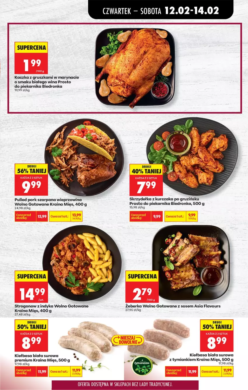 Gazetka promocyjna Biedronka - Gazetka - ważna 12.02 do 19.02.2026 - strona 43 - produkty: Kaczka, Kiełbasa, Kiełbasa biała, Kurczak, Piekarnik, Por, Skrzydełka z kurczaka, Sos, Wieprzowina