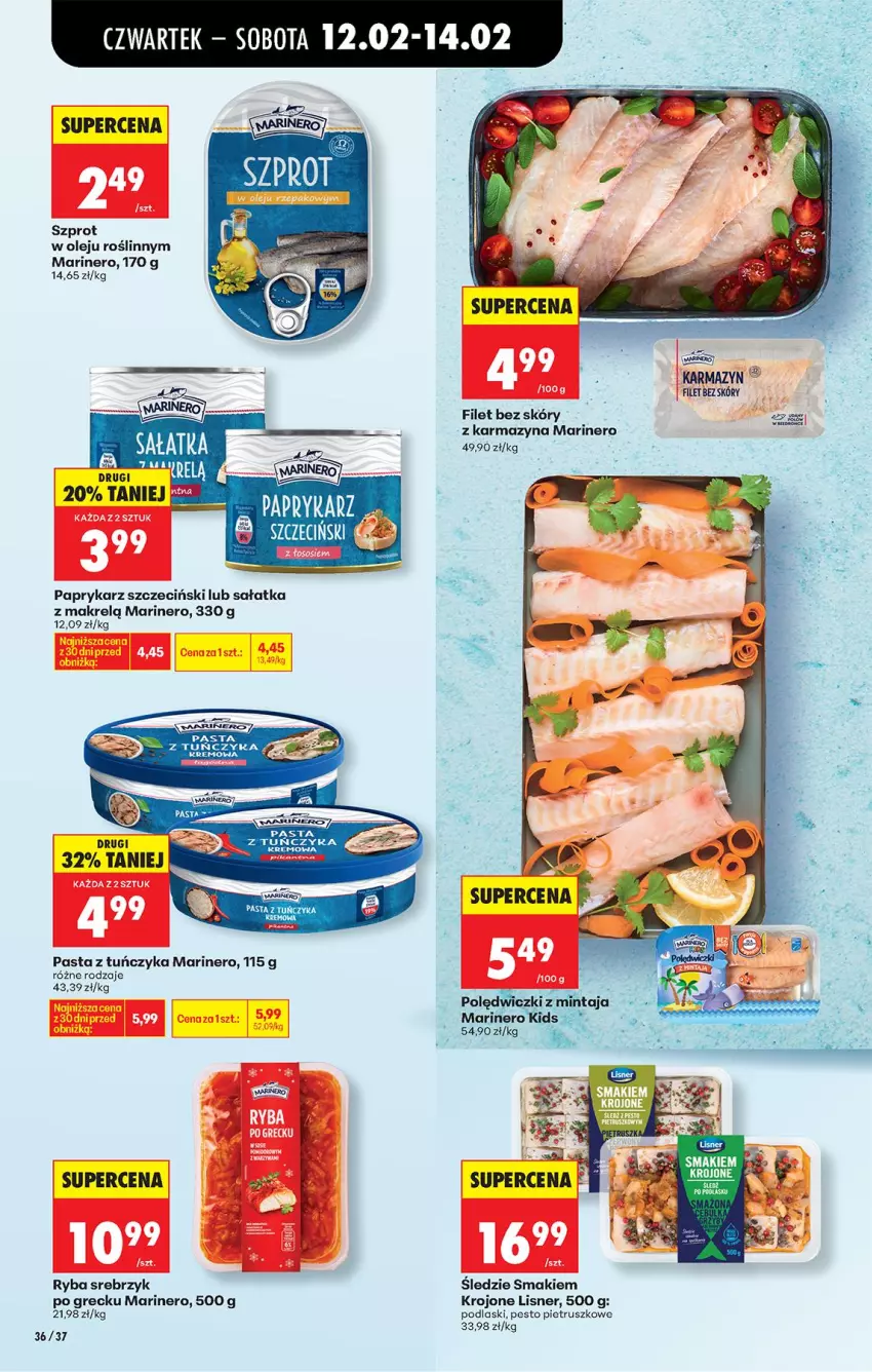 Gazetka promocyjna Biedronka - Gazetka - ważna 12.02 do 19.02.2026 - strona 50 - produkty: Lisner, Makrelą, MOIA, Olej, Papryka, Paprykarz, Paprykarz szczeciński, Pesto, Podlaski, Ryba, Sałat, Sałatka, Sałatka z makrelą, Szprot, Tuńczyk