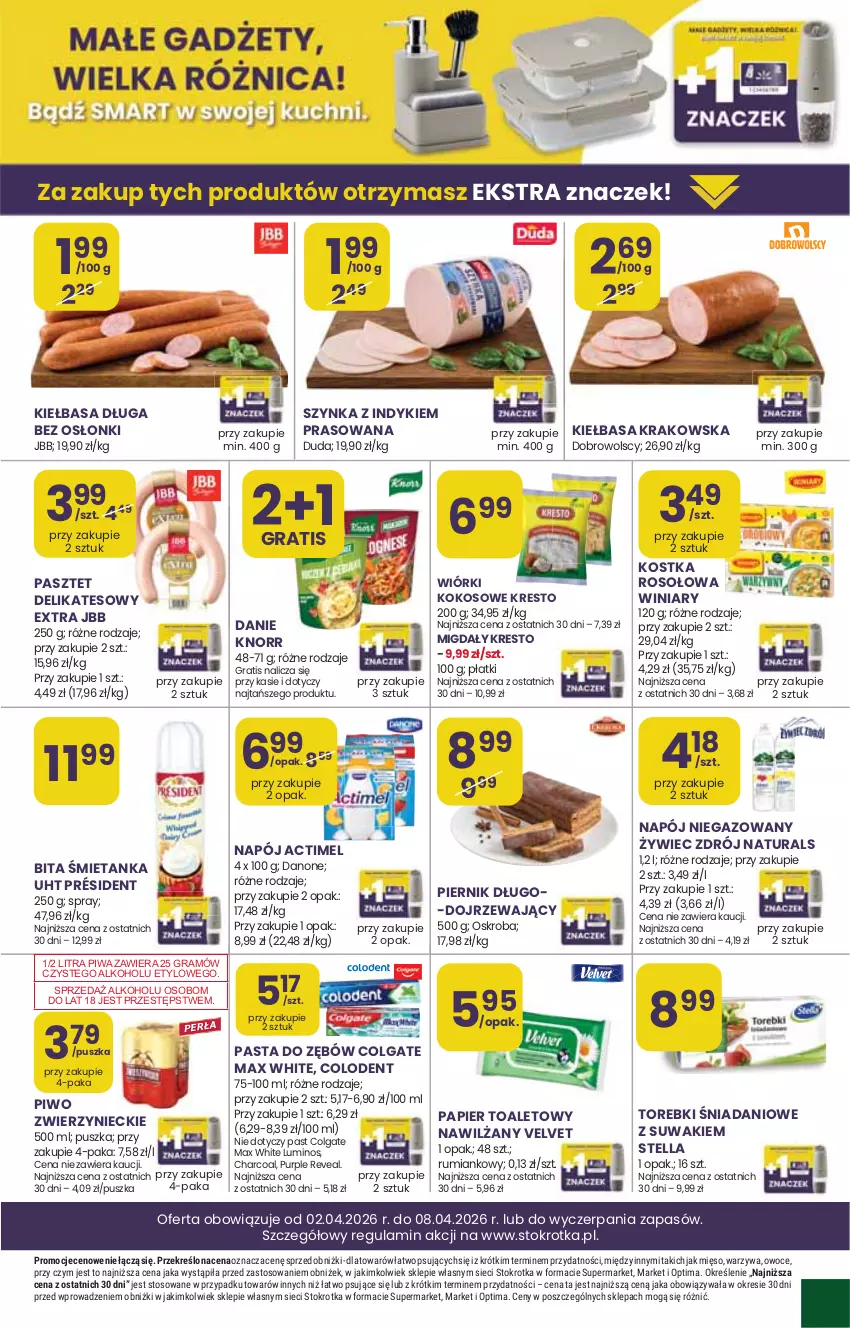 Gazetka promocyjna Stokrotka - Supermarket - ważna 02.04 do 08.04.2026 - strona 32 - produkty: Colgate, Danone, Gra, LG, Mięso, Optima, Owoce, Piwa, Pur, Warzywa