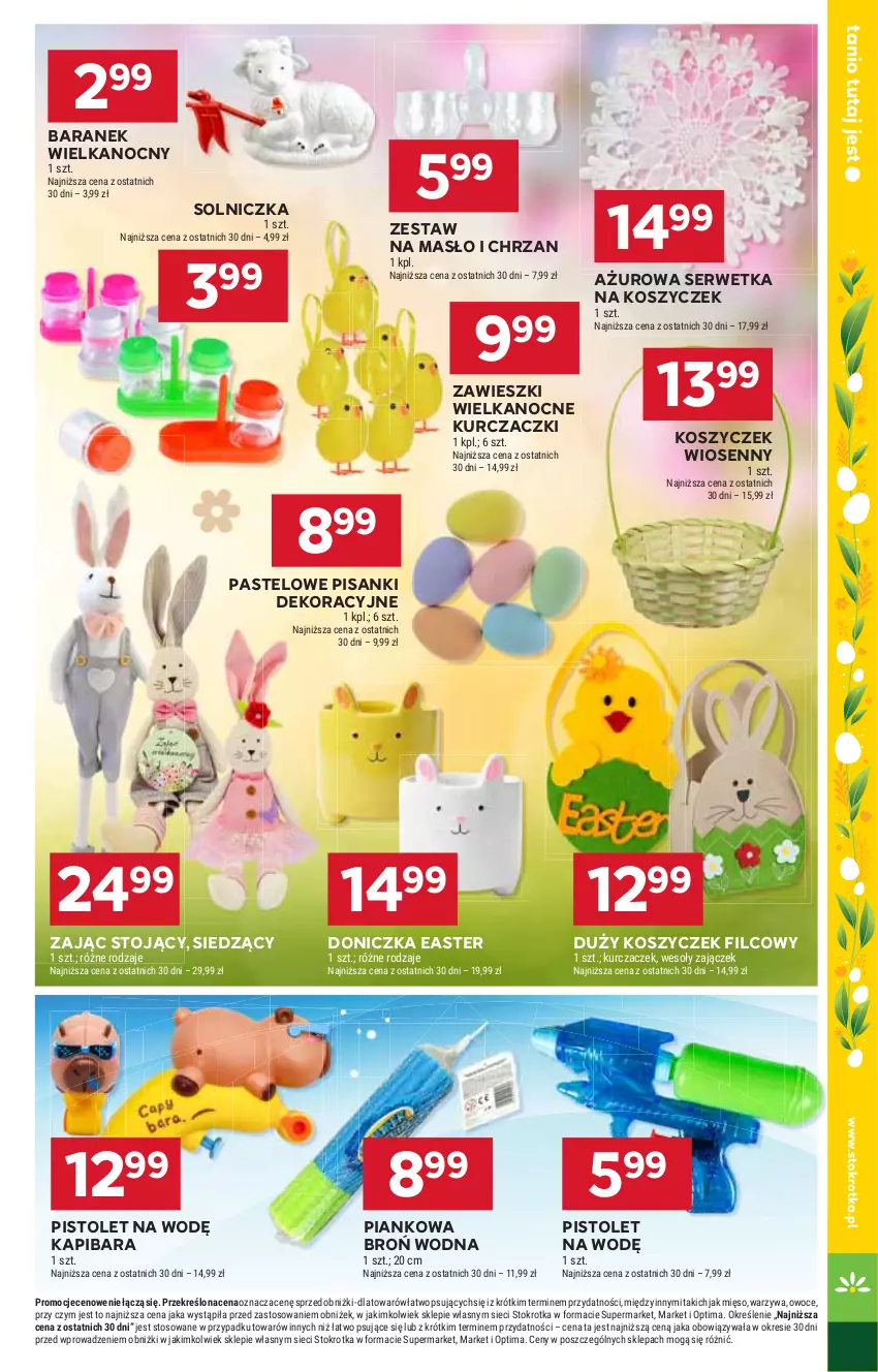 Gazetka promocyjna Stokrotka - Supermarket - ważna 02.04 do 08.04.2026 - strona 42 - produkty: Chrzan, Kosz, Masło, Mięso, Optima, Owoce, Pistolet, Sanki, Ser, Solniczka, Warzywa, Zawieszki