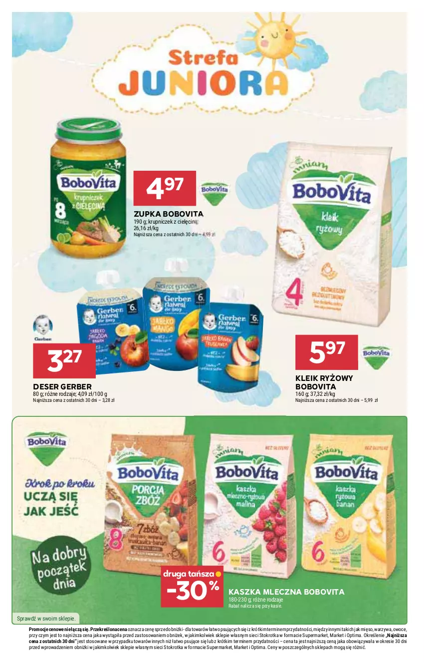 Gazetka promocyjna Stokrotka - Supermarket - ważna 02.04 do 08.04.2026 - strona 43 - produkty: BoboVita, Deser, Gerber, Mięso, Optima, Owoce, Ryż, Ser, Warzywa