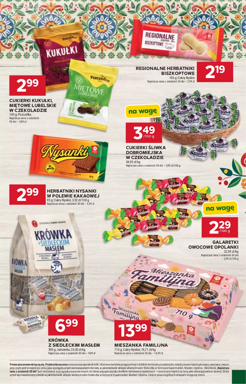 Gazetka promocyjna Stokrotka - Supermarket - ważna 02.04 do 08.04.2026 - strona 48 - produkty: Cukier, Cukierki, Fa, Gala, Galaretki, Herbatniki, Jutrzenka, Kakao, Lanki, Mięso, Optima, Owoce, Sanki, Warzywa