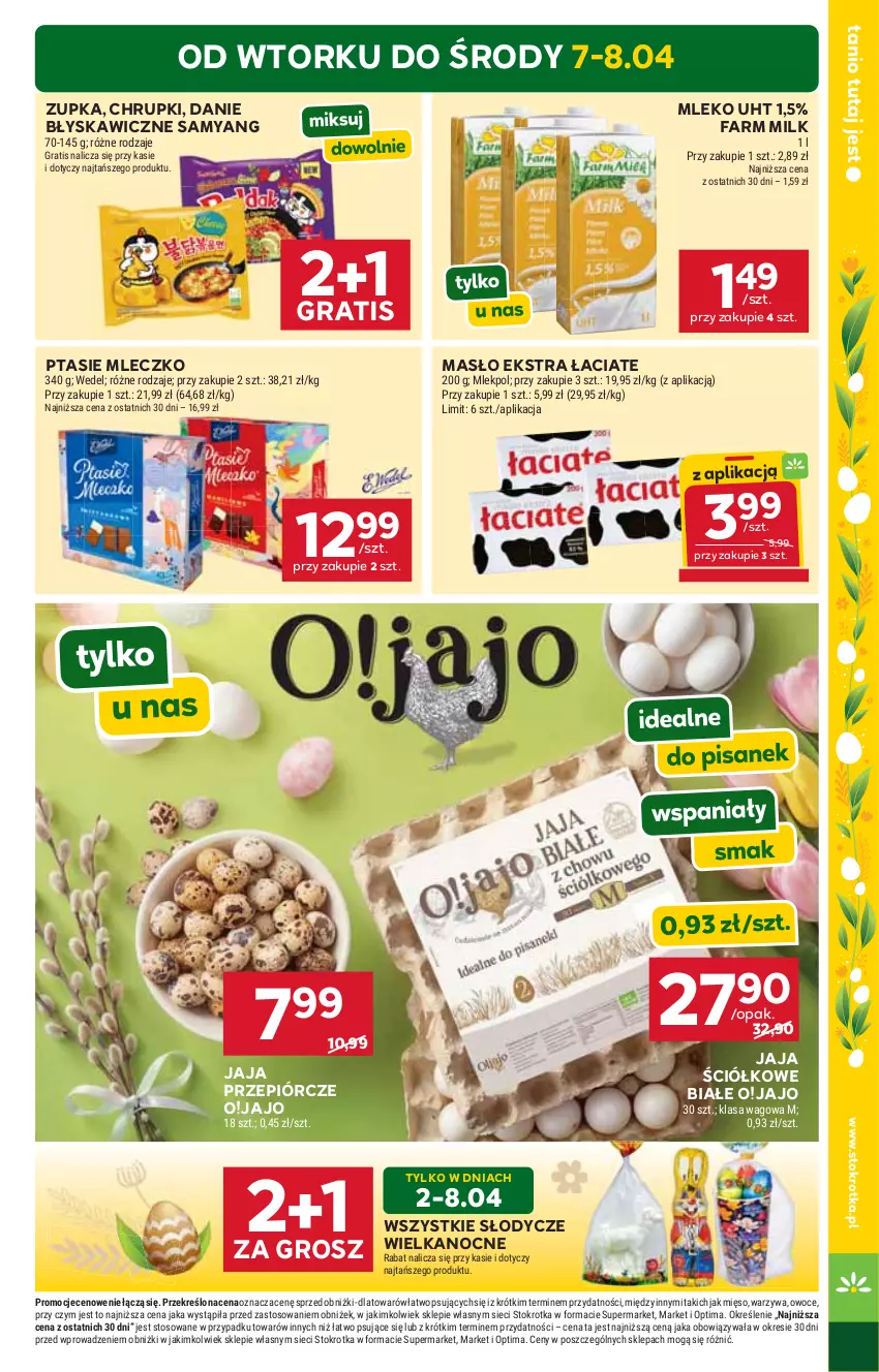 Gazetka promocyjna Stokrotka - Supermarket - ważna 02.04 do 08.04.2026 - strona 5 - produkty: Chrupki, Fa, Farm Milk, Gra, Jaja, Masło, Mięso, Mleczko, Mleko, Optima, Owoce, Ptasie mleczko, Warzywa