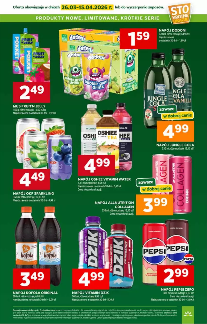 Gazetka promocyjna Stokrotka - Supermarket - ważna 02.04 do 08.04.2026 - strona 54 - produkty: Gin, Mus, Napój, Oshee, Pepsi, Por, Puma