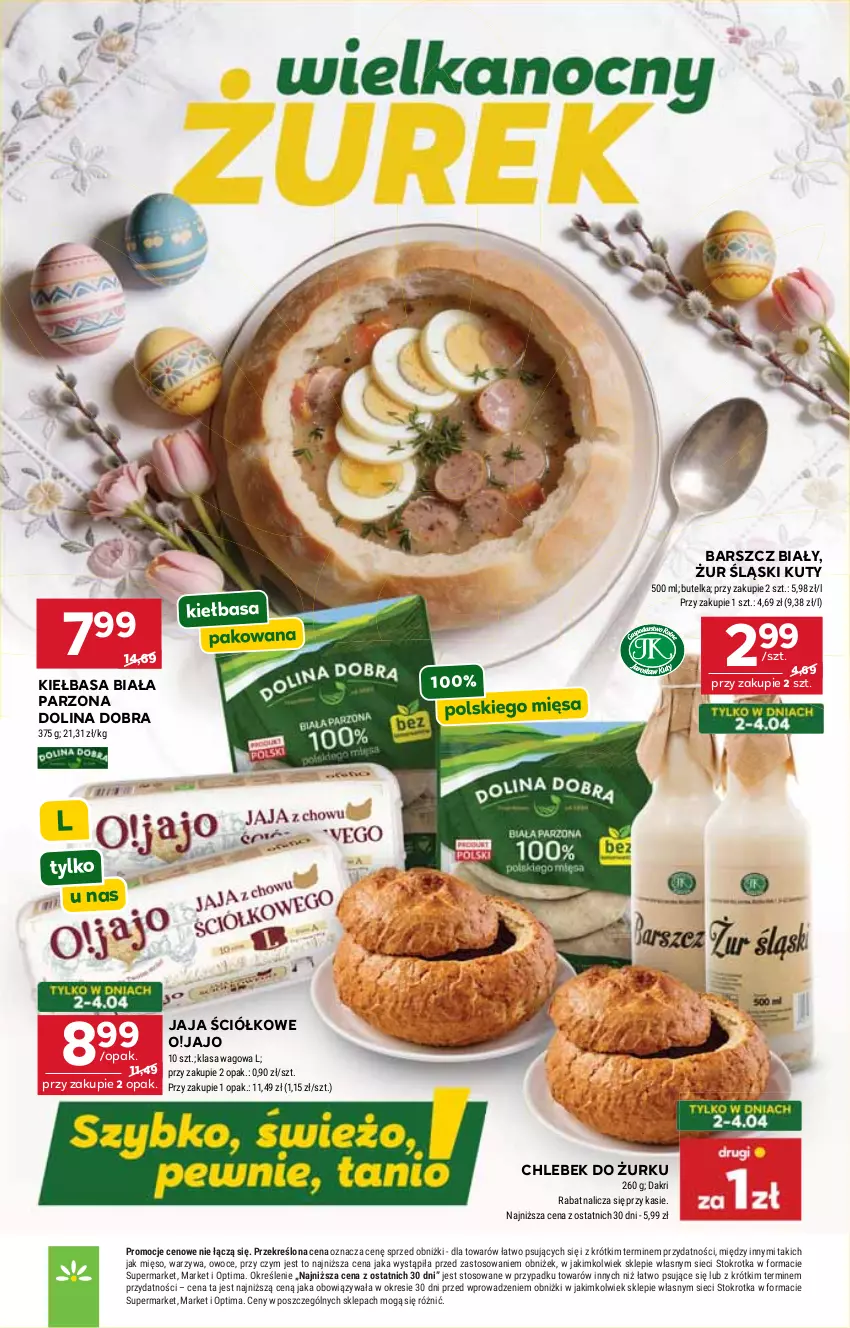 Gazetka promocyjna Stokrotka - Supermarket - ważna 02.04 do 08.04.2026 - strona 9 - produkty: Chleb, HP, Jaja, Kiełbasa, Kiełbasa biała