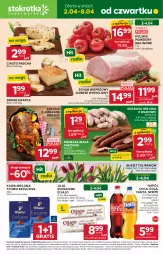 Gazetka promocyjna Stokrotka - Supermarket - Gazetka - ważna od 08.04 do 08.04.2026 - strona 1 - produkty: Tchibo, Kiełbasa wiejska, Warzywa, Ser, Gra, Tulipan, Jaja, Kaczka, Kawa mielona, Kawa, Coca-Cola, Optima, Schab wieprzowy, Bukiet, Fanta, Owoce, Kiełbasa biała, Sprite, Napój, Kiełbasa, Pomidory, Mięso, Jabłka, Fa