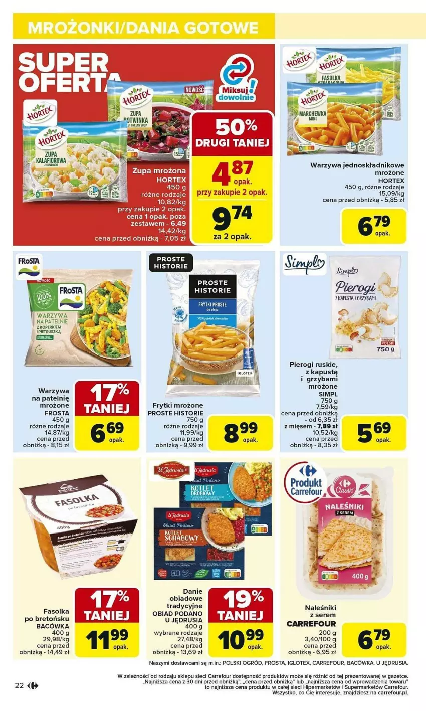 Gazetka promocyjna Carrefour - ważna 03.02 do 08.02.2025 - strona 15 - produkty: Fa, Frosta, Frytki, Hortex, Kapustą, Kotlet, Naleśniki, Ogród, Pierogi, Ser, Warzywa