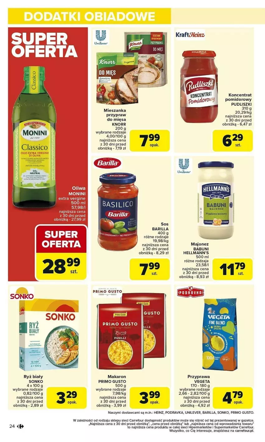 Gazetka promocyjna Carrefour - ważna 03.02 do 08.02.2025 - strona 17 - produkty: Babuni, Barilla, Heinz, Knorr, Koncentrat pomidorowy, Majonez, Makaron, Podravka, Pudliszki, Ryż, Ryż biały, Sonko, Sos, Vegeta