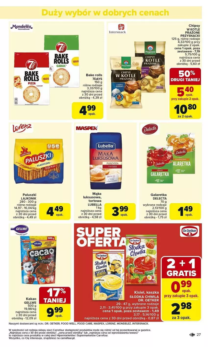 Gazetka promocyjna Carrefour - ważna 03.02 do 08.02.2025 - strona 20 - produkty: Bake Rolls, Bell, Bella, Delecta, Dr. Oetker, Gala, Galaretka, Kakao, Kisiel, Lajkonik, LG, Lorenz, Lubella, Mąka, Przysnacki