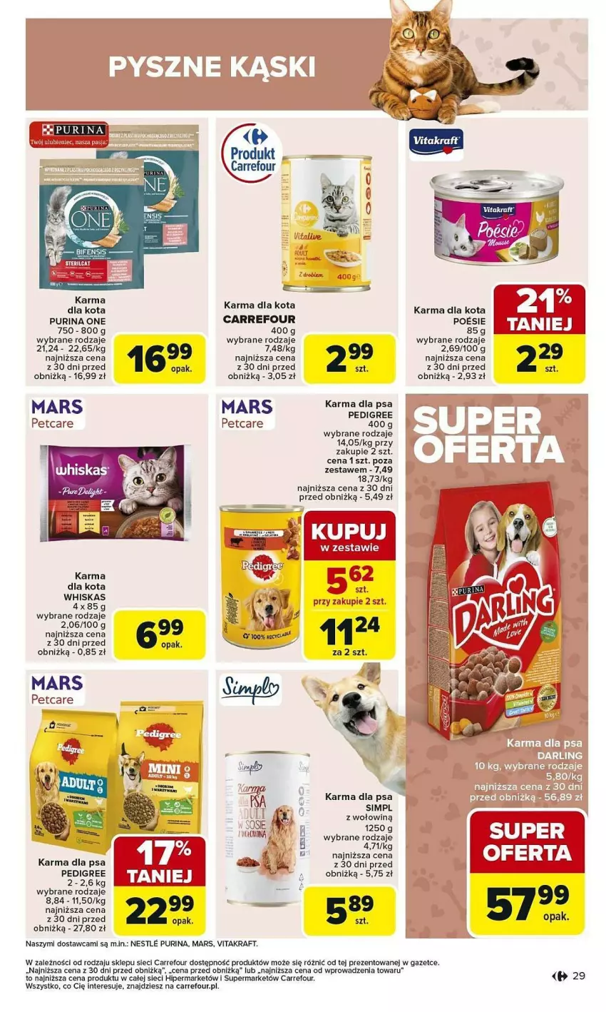 Gazetka promocyjna Carrefour - ważna 03.02 do 08.02.2025 - strona 22 - produkty: Mars, Pedigree, Pur, Purina, Sos, Vitakraft, Whiskas