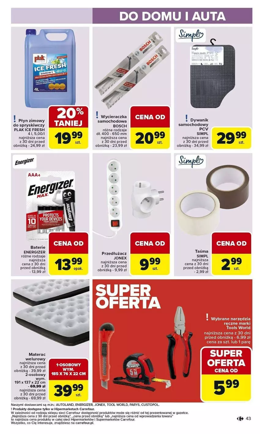 Gazetka promocyjna Carrefour - ważna 03.02 do 08.02.2025 - strona 38 - produkty: Bosch, Dywan, Dywanik, Energizer, Fa, Materac, Płyn zimowy, Tera, Top, Wycieraczka