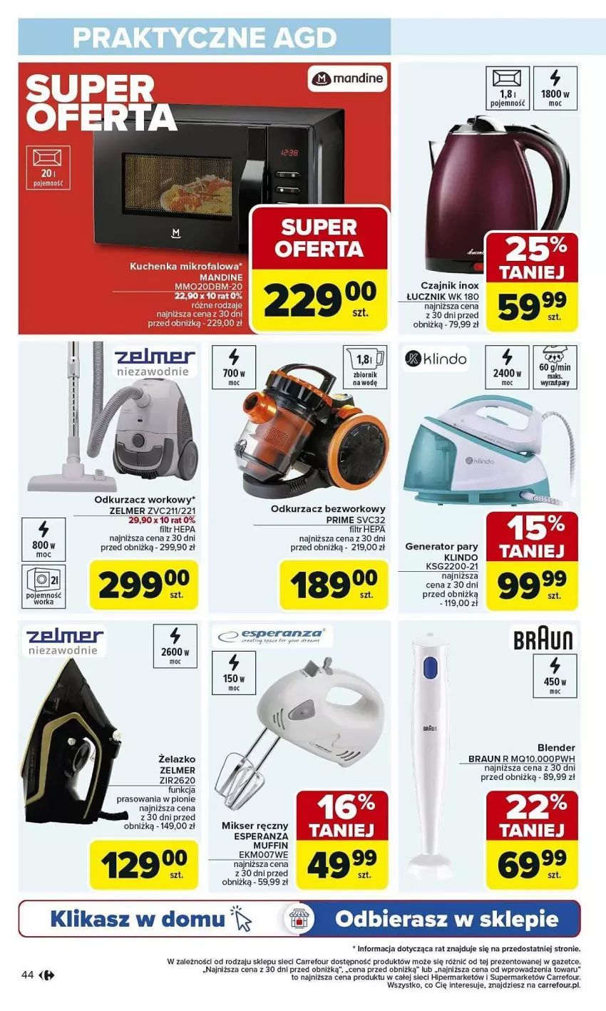 Gazetka promocyjna Carrefour - ważna 03.02 do 08.02.2025 - strona 39 - produkty: Blender, Braun, Czajnik, Dres, Fa, Generator pary, Odkurzacz, Orka, Ser, Zelmer