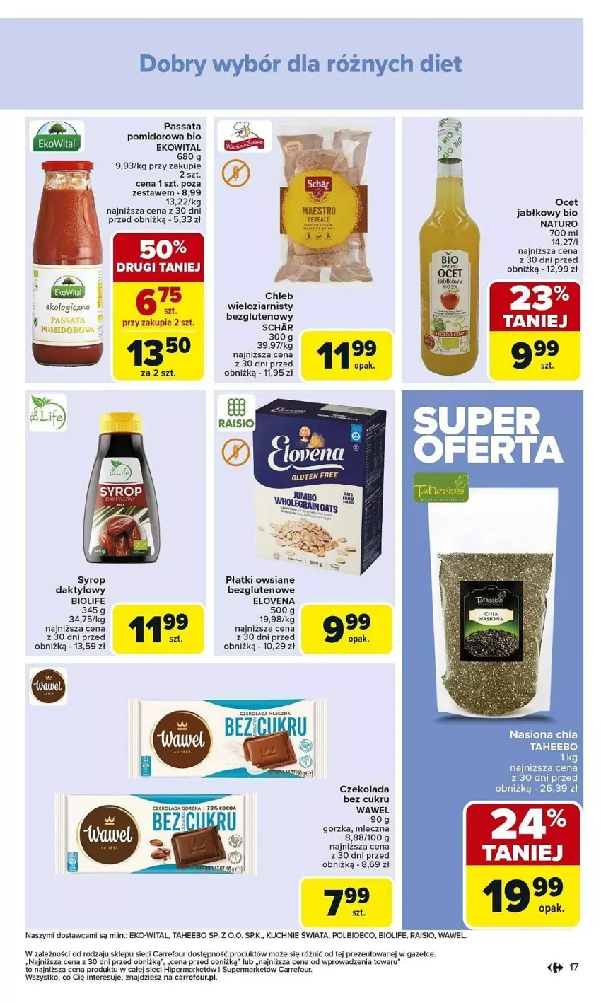 Gazetka promocyjna Carrefour - ważna 03.02 do 08.02.2025 - strona 9 - produkty: Chia, Chleb, Czekolada, Czekolada gorzka, Ocet, Płatki owsiane, Syrop, Wawel