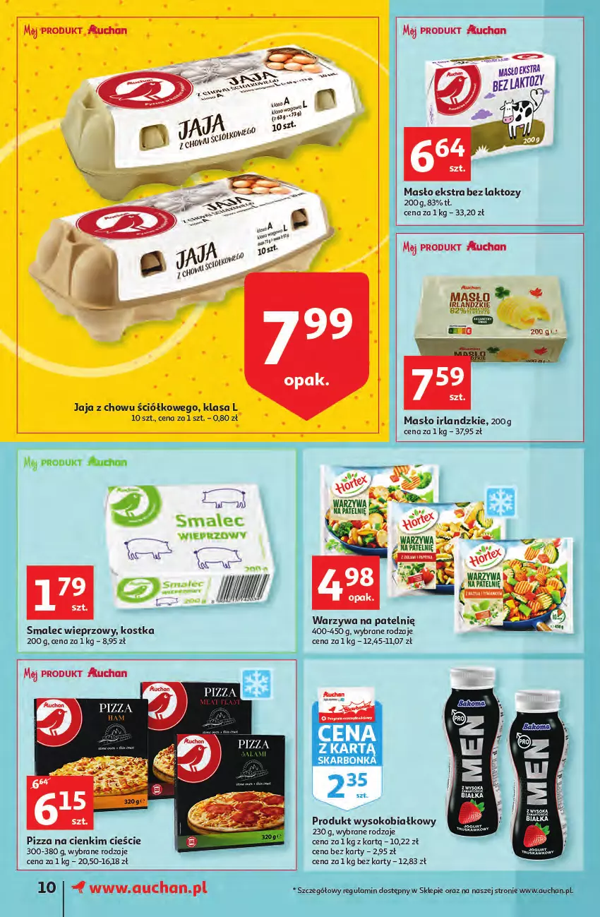 Gazetka promocyjna Auchan - Wiosenne okazje są w cenie Supermarkety - ważna 28.04 do 04.05.2022 - strona 10 - produkty: Jaja, Masło, Pizza, Smalec, Sok, Warzywa