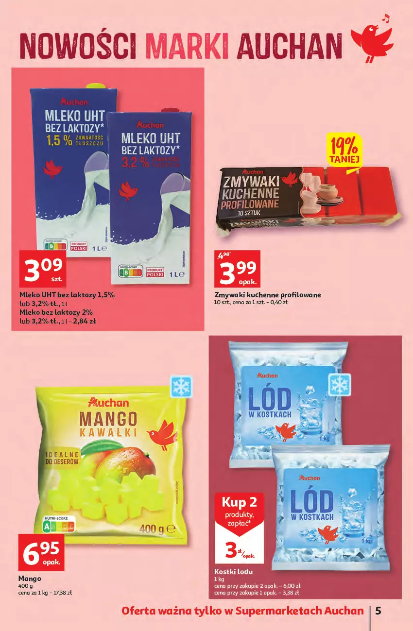 Gazetka promocyjna Auchan - Wiosenne okazje są w cenie Supermarkety - ważna 28.04 do 04.05.2022 - strona 5 - produkty: Laur, Mleko, Mleko bez laktozy, Zmywaki kuchenne