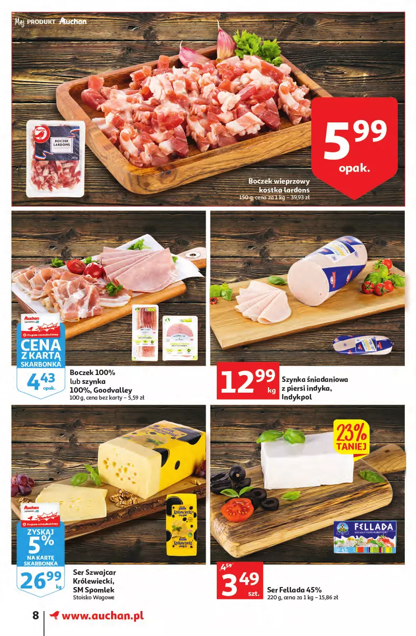 Gazetka promocyjna Auchan - Wiosenne okazje są w cenie Supermarkety - ważna 28.04 do 04.05.2022 - strona 8 - produkty: Boczek, Boczek wieprzowy, Danio, Ser, Szynka