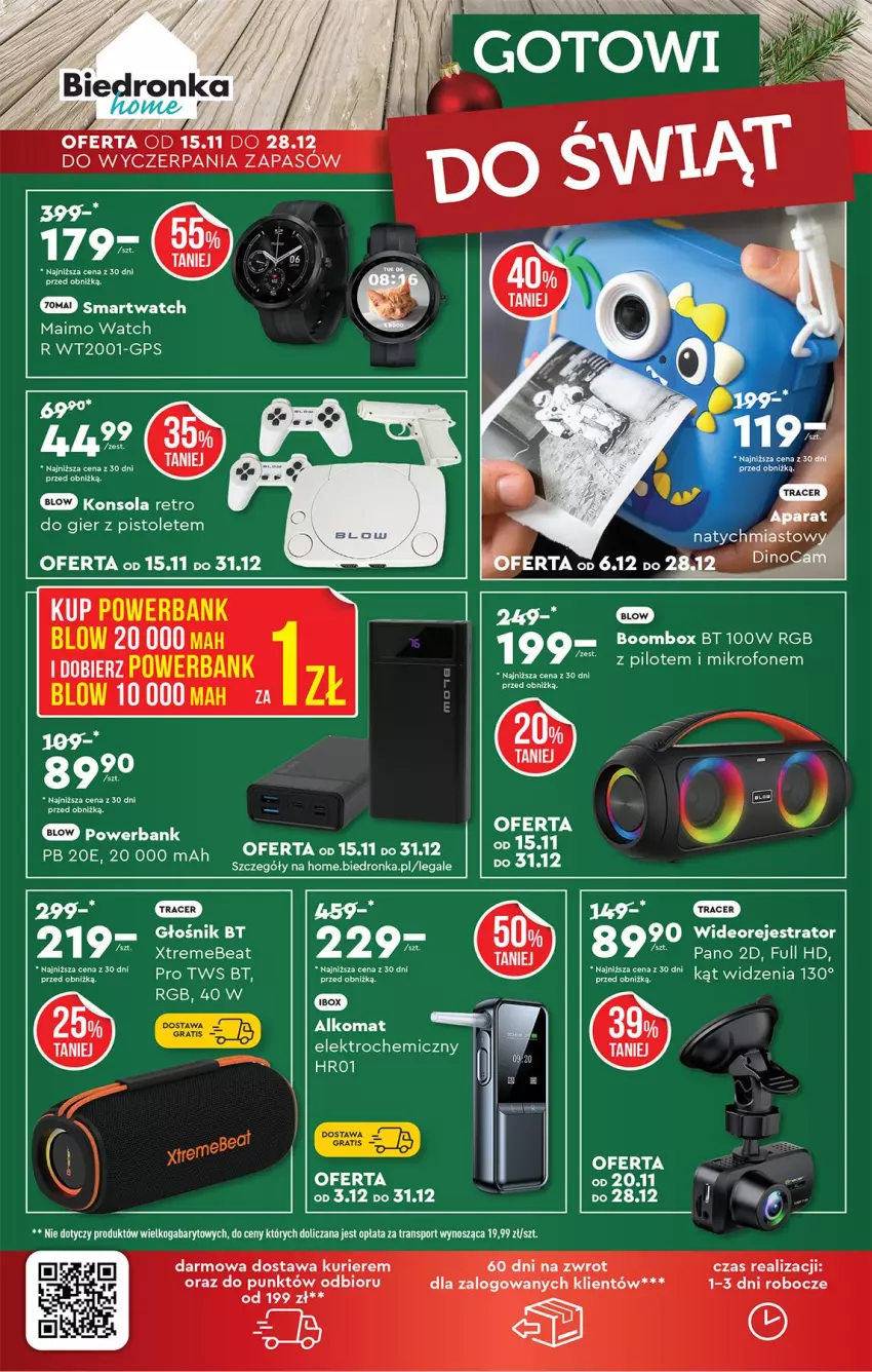 Gazetka promocyjna Biedronka - Home - ważna 06.12 do 13.12.2025 - strona 4 - produkty: Alkomat, Gra, Kawa, Konsola, Mikrofon, Pistolet, Por, Powerbank, Smartwatch, Sport, Tran, Wideorejestrator