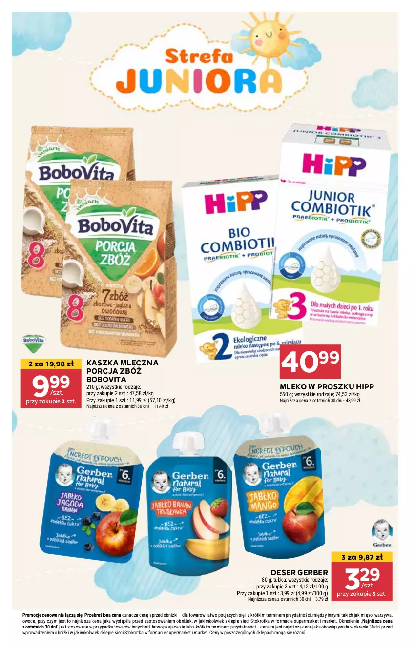 Gazetka promocyjna Stokrotka - Supermarket - ważna 05.06 do 11.06.2025 - strona 26 - produkty: BoboVita, Deser, Gerber, HiPP, Mięso, Mleko, Mleko w proszku, Owoce, Por, Ser, Warzywa
