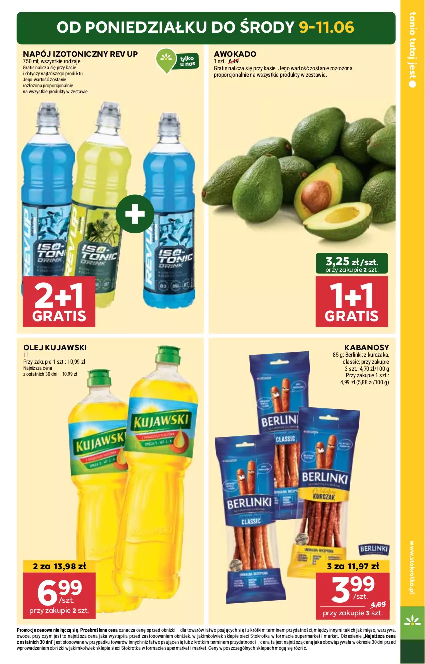 Gazetka promocyjna Stokrotka - Supermarket - ważna 05.06 do 11.06.2025 - strona 5 - produkty: Berlinki, Gra, Kabanos, Kujawski, Kurczak, Mięso, Napój, Napój izotoniczny, Olej, Owoce, Por, Warzywa