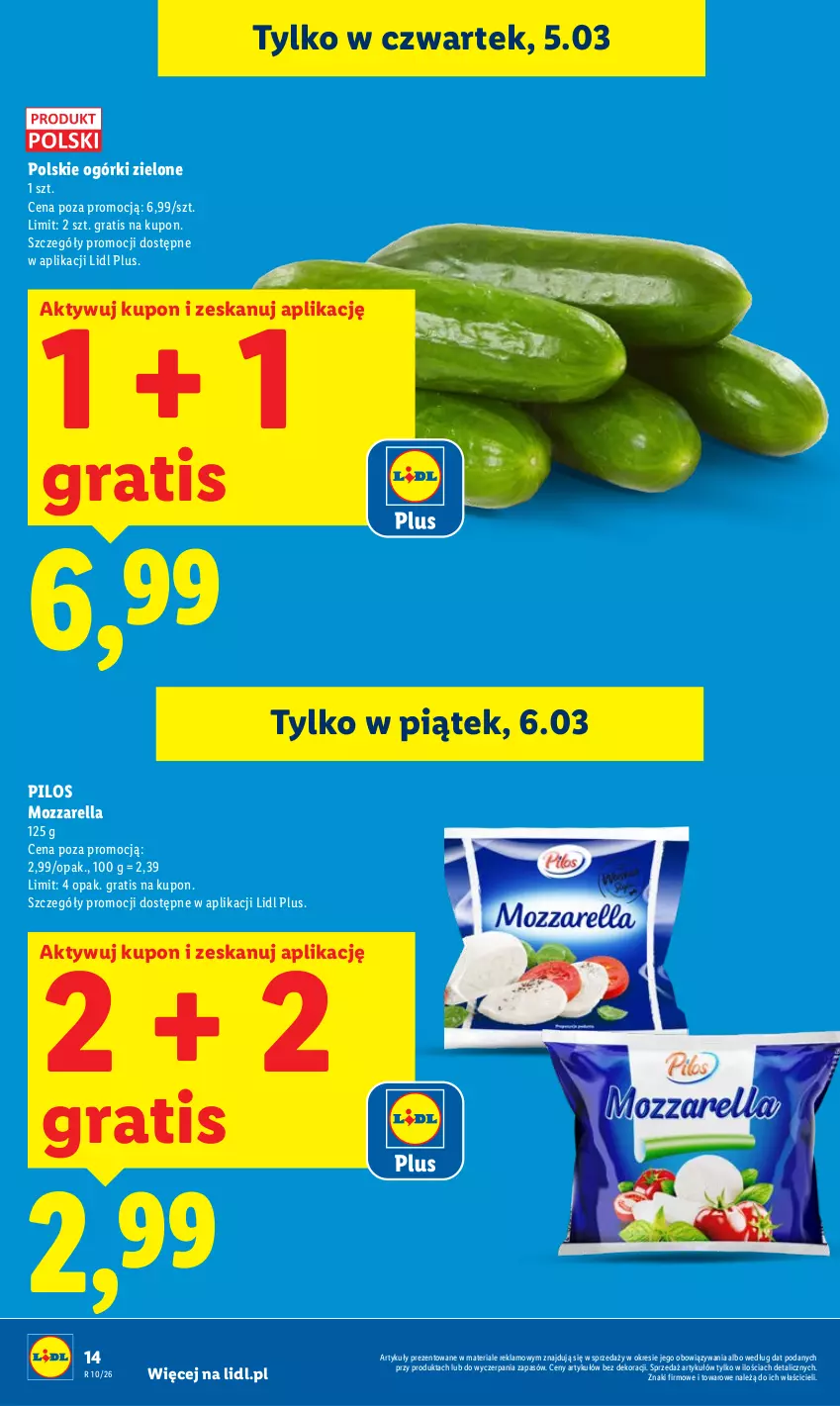 Gazetka promocyjna Lidl - GAZETKA - ważna 05.03 do 07.03.2026 - strona 14 - produkty: Gra, Mozzarella, Pilos