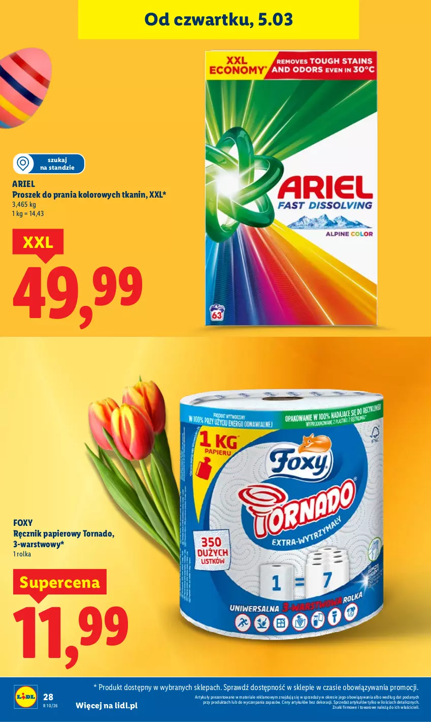 Gazetka promocyjna Lidl - GAZETKA - ważna 05.03 do 07.03.2026 - strona 28 - produkty: Ariel, Foxy, Papier, Proszek do prania, Ręcznik