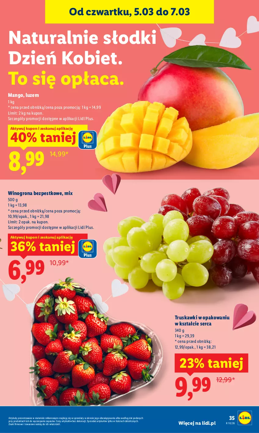 Gazetka promocyjna Lidl - GAZETKA - ważna 05.03 do 07.03.2026 - strona 37 - produkty: Mango, Ser, Truskawki, Wino, Winogrona, Winogrona bezpestkowe