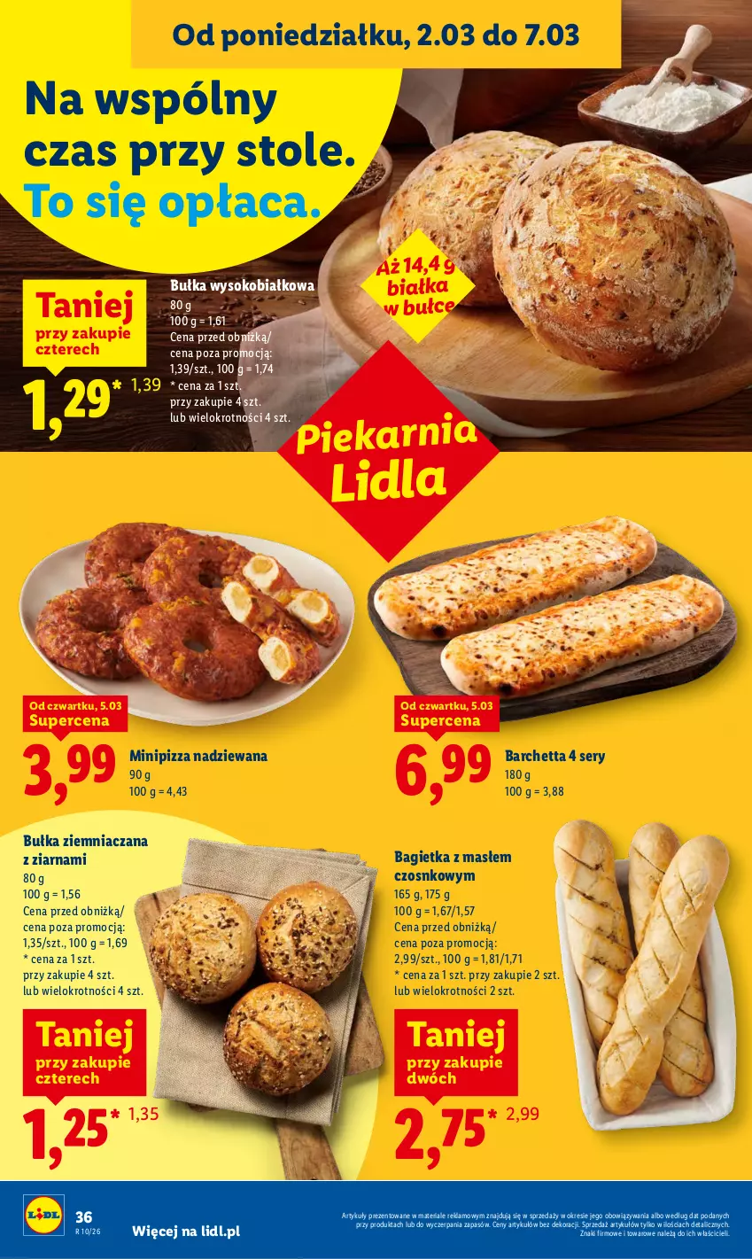 Gazetka promocyjna Lidl - GAZETKA - ważna 05.03 do 07.03.2026 - strona 38 - produkty: Bagietka, Bułka, Pizza, Ser, Sok