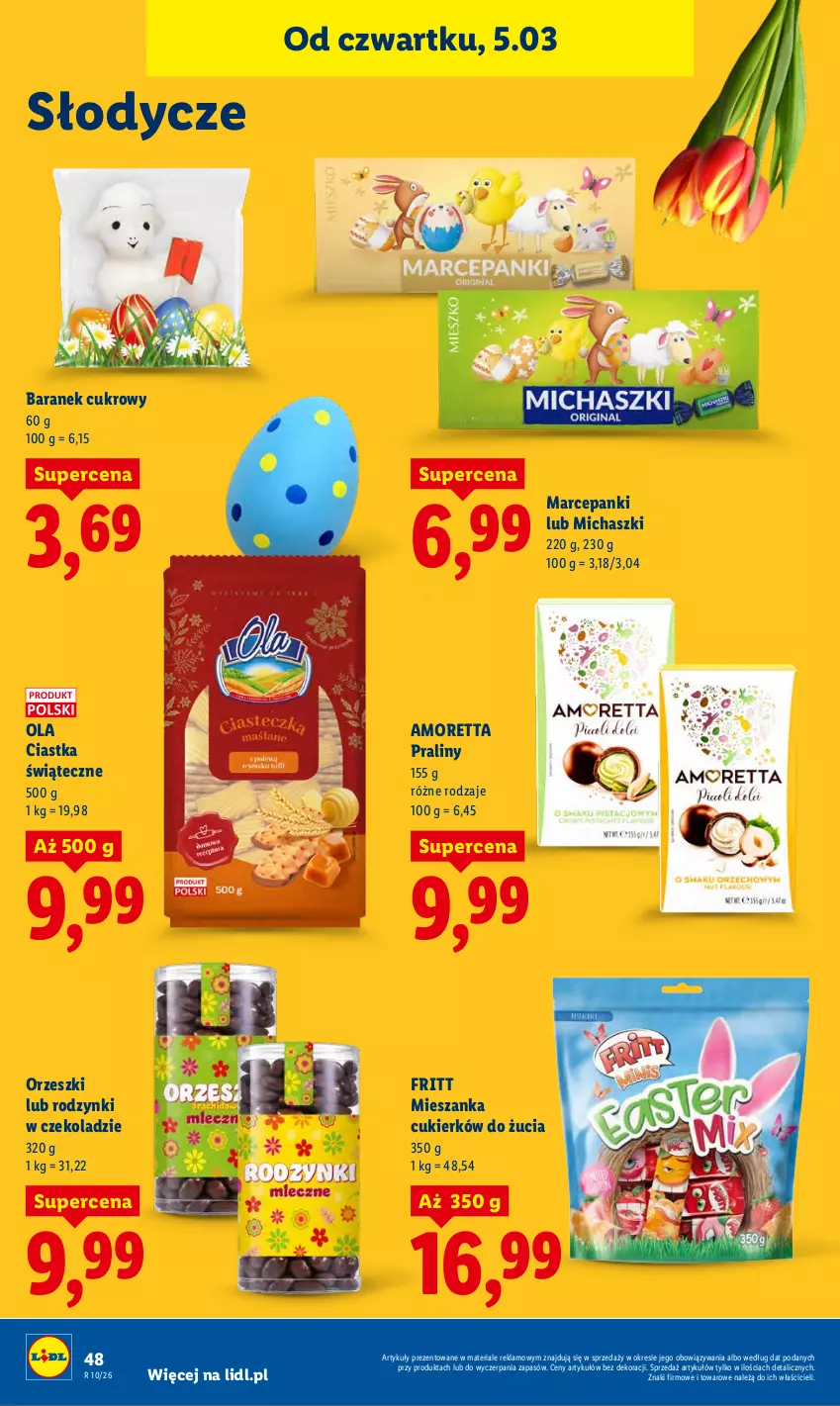 Gazetka promocyjna Lidl - GAZETKA - ważna 05.03 do 07.03.2026 - strona 50 - produkty: Ciastka, Cukier, Orzeszki, Praliny, Rodzynki