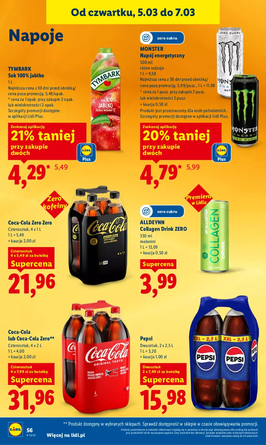 Gazetka promocyjna Lidl - GAZETKA - ważna 05.03 do 07.03.2026 - strona 58 - produkty: Coca-Cola, Melon, Napój, Napój energetyczny, Napoje, Pepsi, Sok, Tymbark