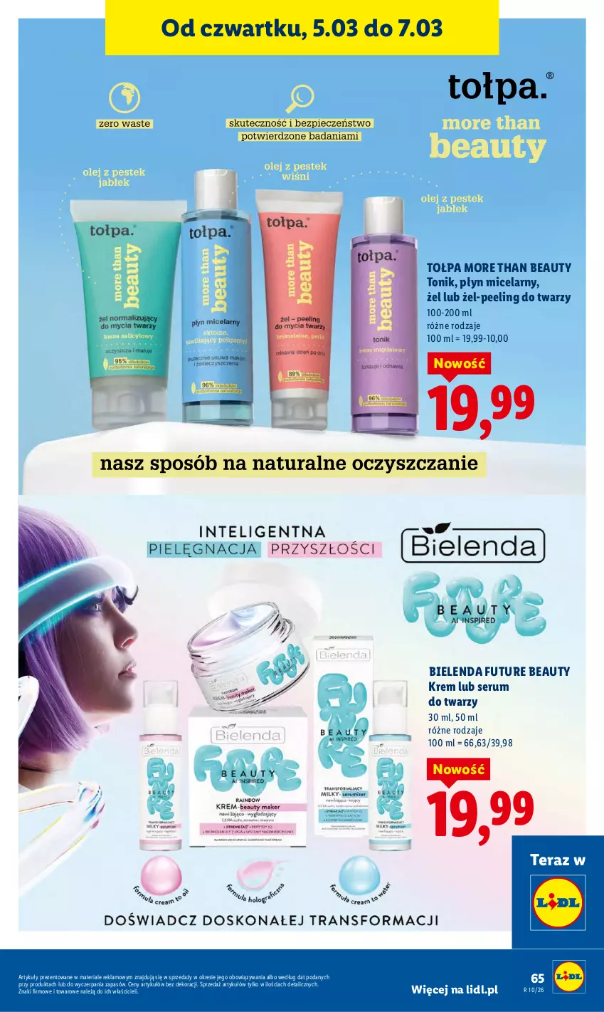 Gazetka promocyjna Lidl - GAZETKA - ważna 05.03 do 07.03.2026 - strona 67 - produkty: Bielenda, Peeling, Płyn micelarny, Rum, Ser, Serum, Serum do twarzy, Tera, Tołpa, Tonik
