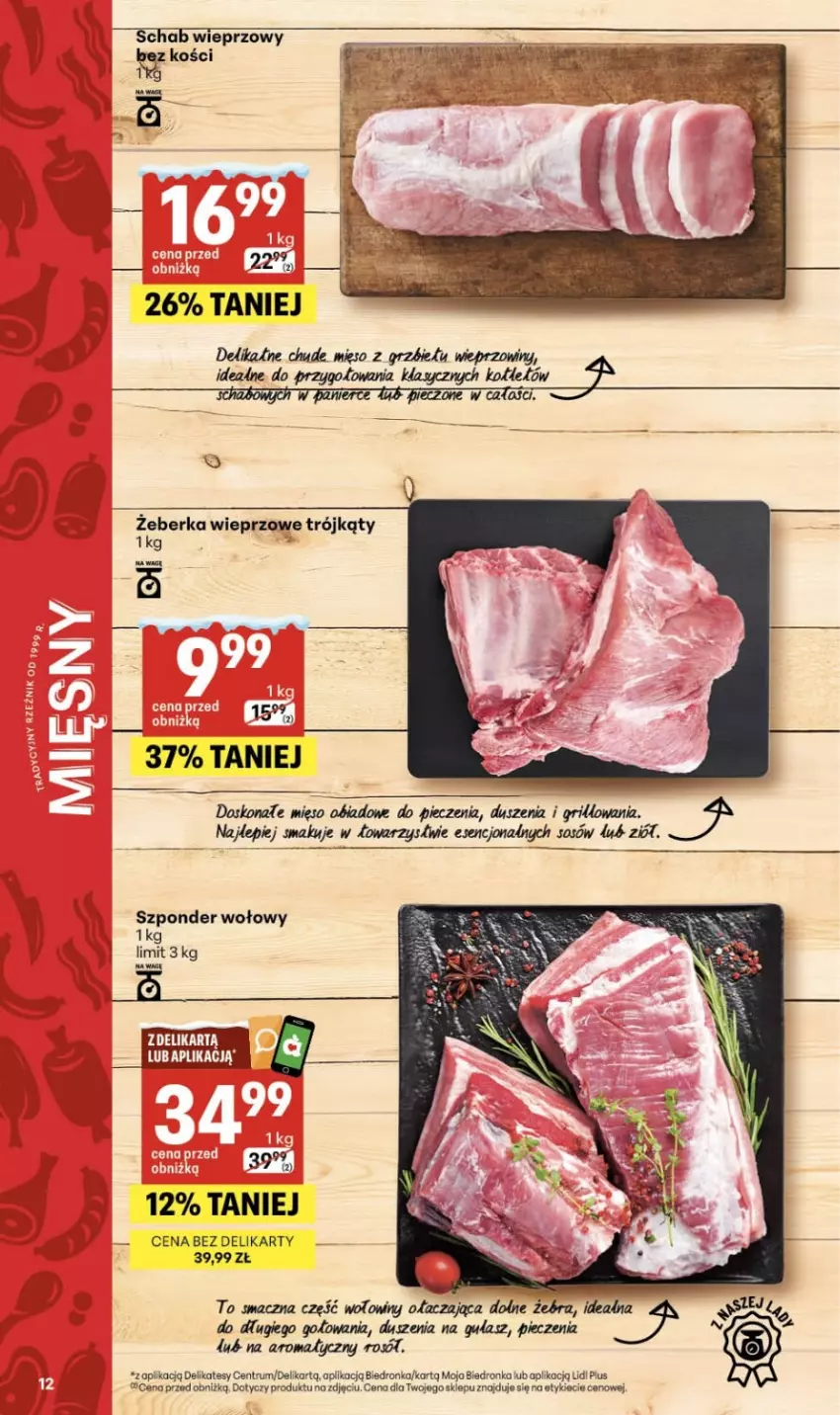Gazetka promocyjna Delikatesy Centrum - Franczyza DC03 Czwartek - ważna 15.01 do 21.01.2026 - strona 12 - produkty: Grill, Mięso, Piec, Rosół, Rum, Schab wieprzowy, Sos, Szponder wołowy