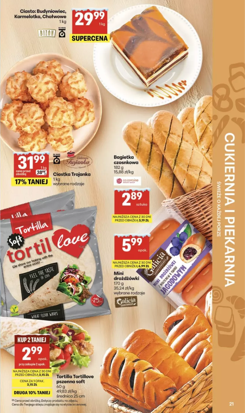 Gazetka promocyjna Delikatesy Centrum - Franczyza DC03 Czwartek - ważna 15.01 do 21.01.2026 - strona 21 - produkty: Bagietka, Ciastka, Tortilla