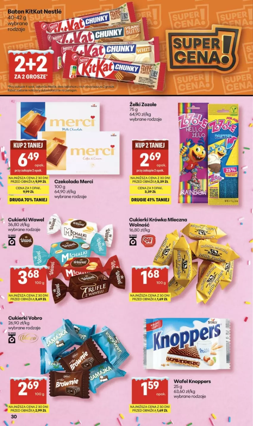 Gazetka promocyjna Delikatesy Centrum - Franczyza DC03 Czwartek - ważna 15.01 do 21.01.2026 - strona 30 - produkty: Baton, Cukier, Cukierki, Czekolada, Knoppers, Merci, Wawel