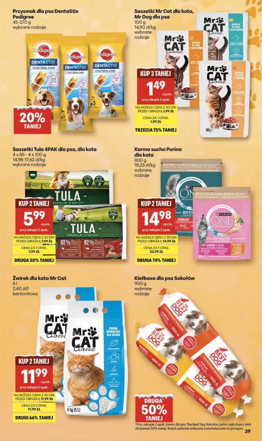 Gazetka promocyjna Delikatesy Centrum - Franczyza DC03 Czwartek - ważna 15.01 do 21.01.2026 - strona 39 - produkty: Kiełbasa, LG, Pedigree, Przysmak dla psa, Pur, Purina, Sok, Sokołów