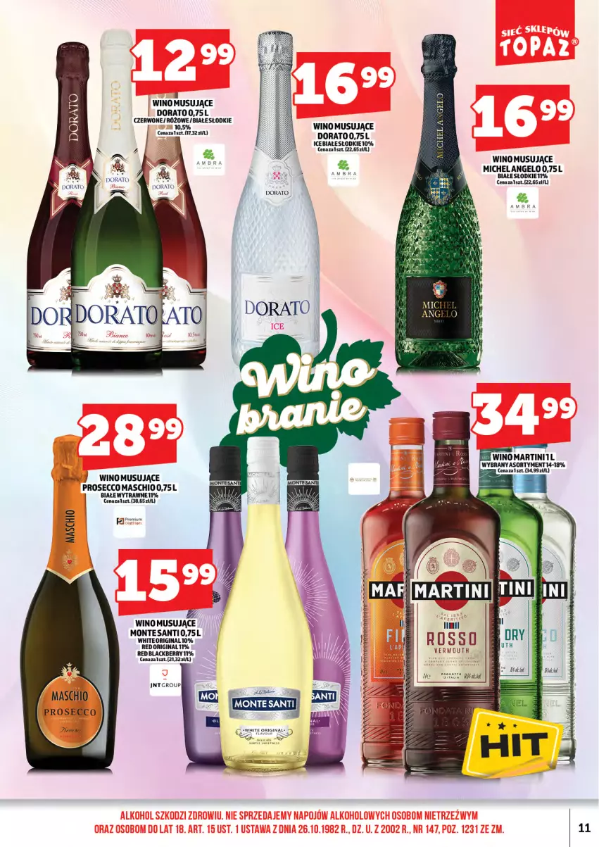 Gazetka promocyjna Topaz - Gazetka - ważna 17.04 do 30.04.2026 - strona 13 - produkty: Gin, Lack, Monte, Monte Santi, Mus, Prosecco, Vermouth, Wino, Wino musujące