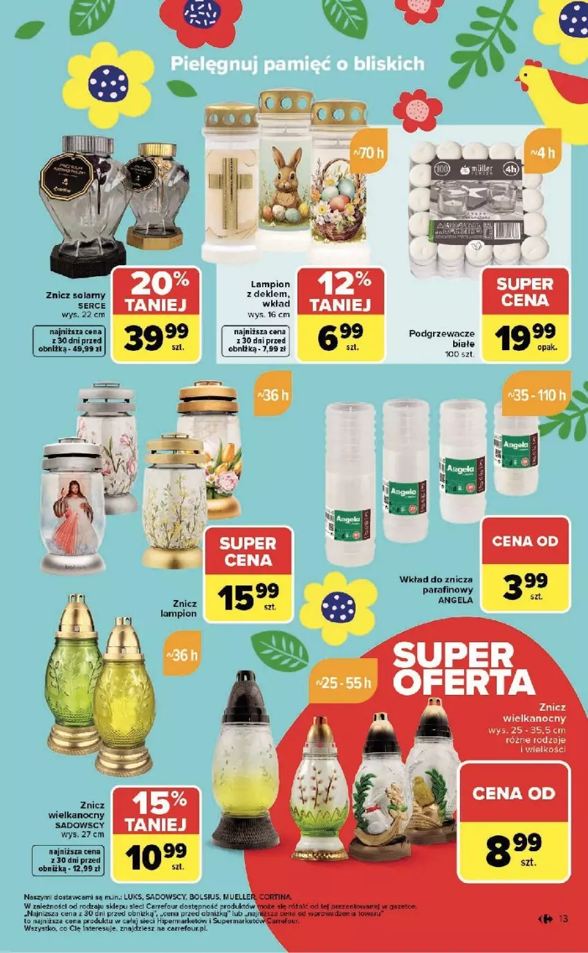 Gazetka promocyjna Carrefour - Gazetka Wielkanoc cieszy bardziej - ważna 09.03 do 04.04.2026 - strona 13 - produkty: Bols, Bolsius, Lampion, Podgrzewacze, Ser, Znicz