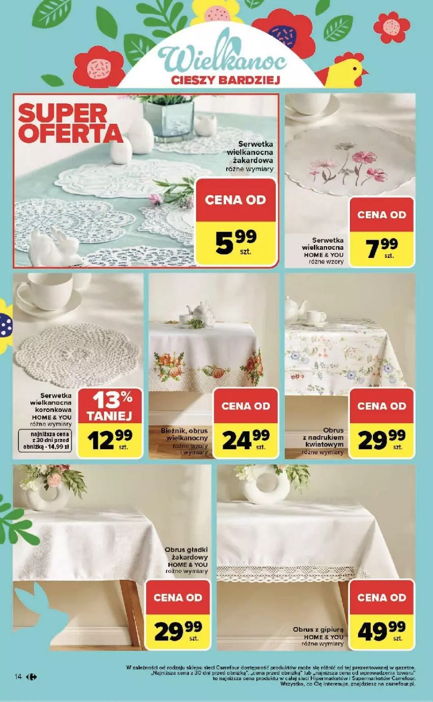 Gazetka promocyjna Carrefour - Gazetka Wielkanoc cieszy bardziej - ważna 09.03 do 04.04.2026 - strona 14 - produkty: Fa, Obrus, Ser